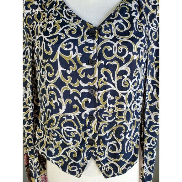 More by Lata Women's 2 in 1 Black & Gold Scroll Vest & Coat Blouse, Size: S, New - Picture 5 of 9